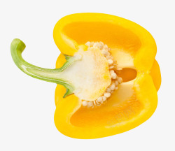 对半黄色美味对半切开的黄灯笼椒实物高清图片