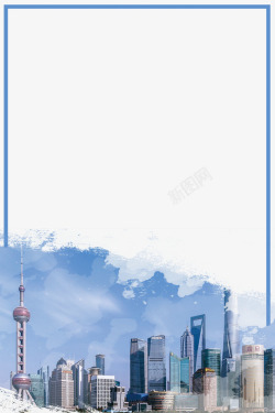上海印象艺术字上海城市地标风貌海报边框高清图片