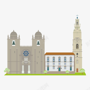 葡萄牙建筑旅游景点标矢量图图标图标