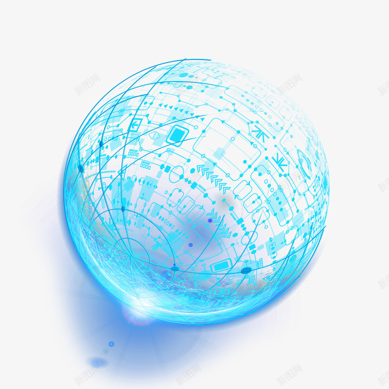 蓝色地球科技未来线路png免抠素材_新图网 https://ixintu.com 地球 地球投影 投影 科技 线路 蓝光