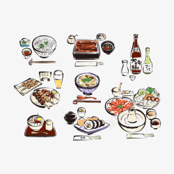 鱼肉美食寿司手绘美食矢量图高清图片