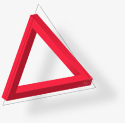虚线三角红色立体三角体素材