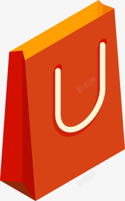 购物纸袋卡通红色袋子矢量图高清图片