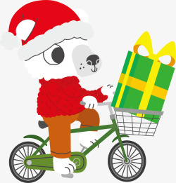单车白熊可爱圣诞节小白熊自行车高清图片
