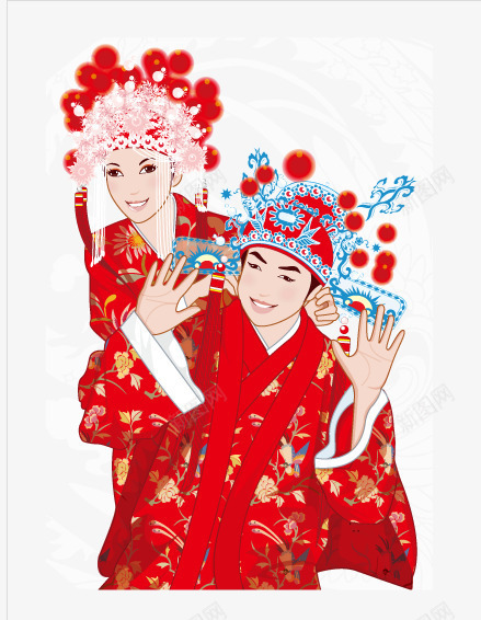 中式婚纱照png免抠素材_新图网 https://ixintu.com 中国风 中式婚纱照 古装 红色 蓝色 黄色