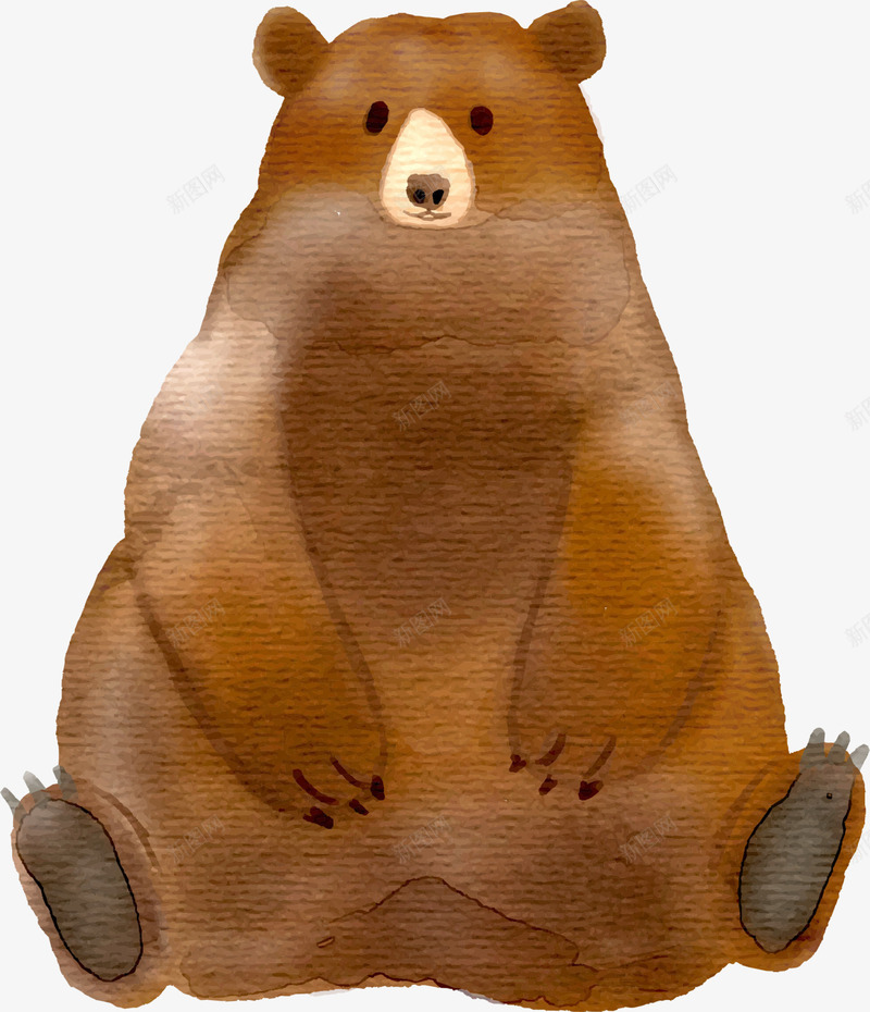 水彩动物棕色小熊png免抠素材_新图网 https://ixintu.com 可爱小熊 坐着的小熊 手绘小熊 棕色小熊 水彩动物 水彩小熊