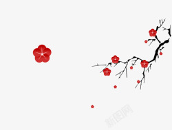 红梅花梅花漂亮的飘落高清图片