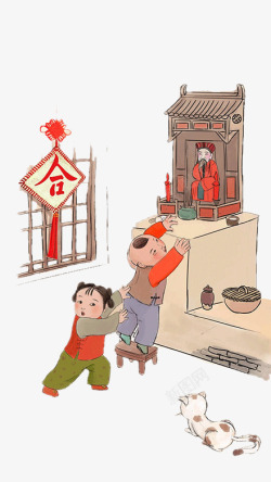 财神爷福娃图片传统春节古典人物玩耍高清图片