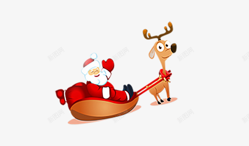 驯鹿与圣诞老人png免抠素材_新图网 https://ixintu.com 圣诞老人 圣诞节 坐雪橇 拉雪橇 驯鹿