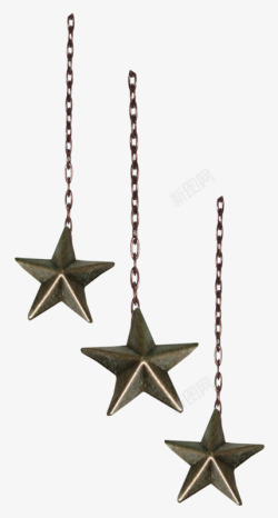 三条铁链星星吊坠高清图片