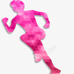 粉色马赛克创意奔跑的背影素材