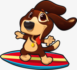 Q版冲浪的小猫卡通冲浪的小狗高清图片
