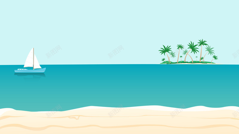 海边沙滩椰林海岛帆船png免抠素材_新图网 https://ixintu.com 帆船 椰林 沙滩 海岛 海岛小船 海边