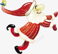 手绘红色服饰圣诞老人插图素材