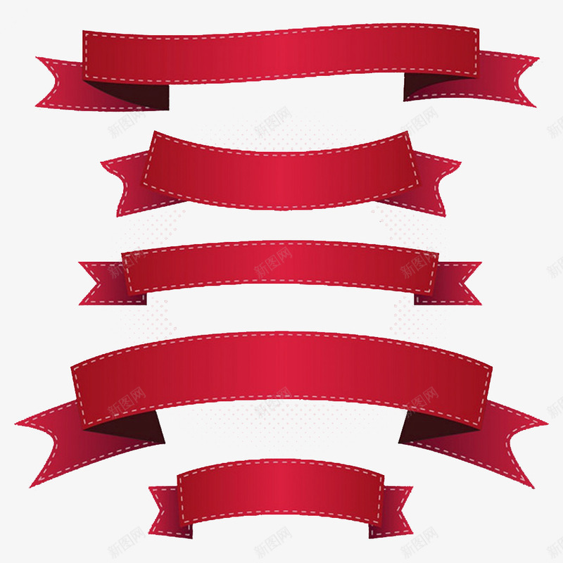 红丝带标签png免抠素材_新图网 https://ixintu.com 丝带 标签 红色 装饰