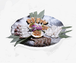 美味的基围虾烤海鲜拼盘高清图片
