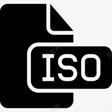 ISO文件类型的黑色固体界面符号图标图标