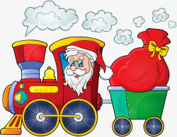可爱圣诞小人坐火车的圣诞老人高清图片
