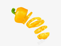 黄色辣椒黄色美味切成一片片的黄灯笼椒实素材