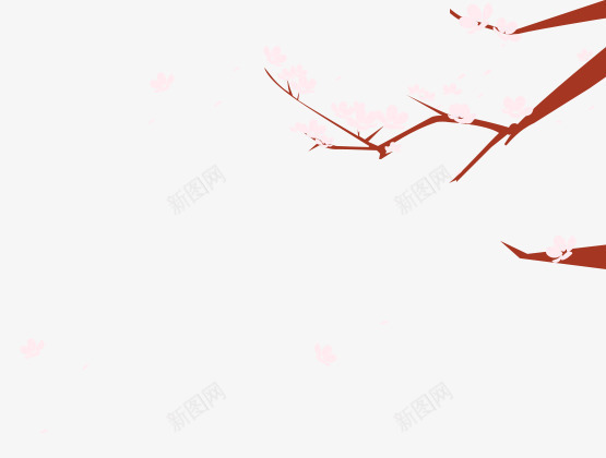 淡红色树枝花朵装饰png免抠素材_新图网 https://ixintu.com 树枝 淡红 花朵 装饰