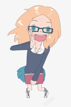 喊话的少女素材