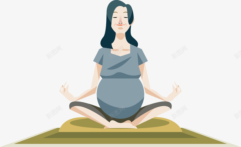 孕妇瑜伽png免抠素材_新图网 https://ixintu.com 孕妇 安胎瑜伽 矢量素材 调理呼吸 静坐
