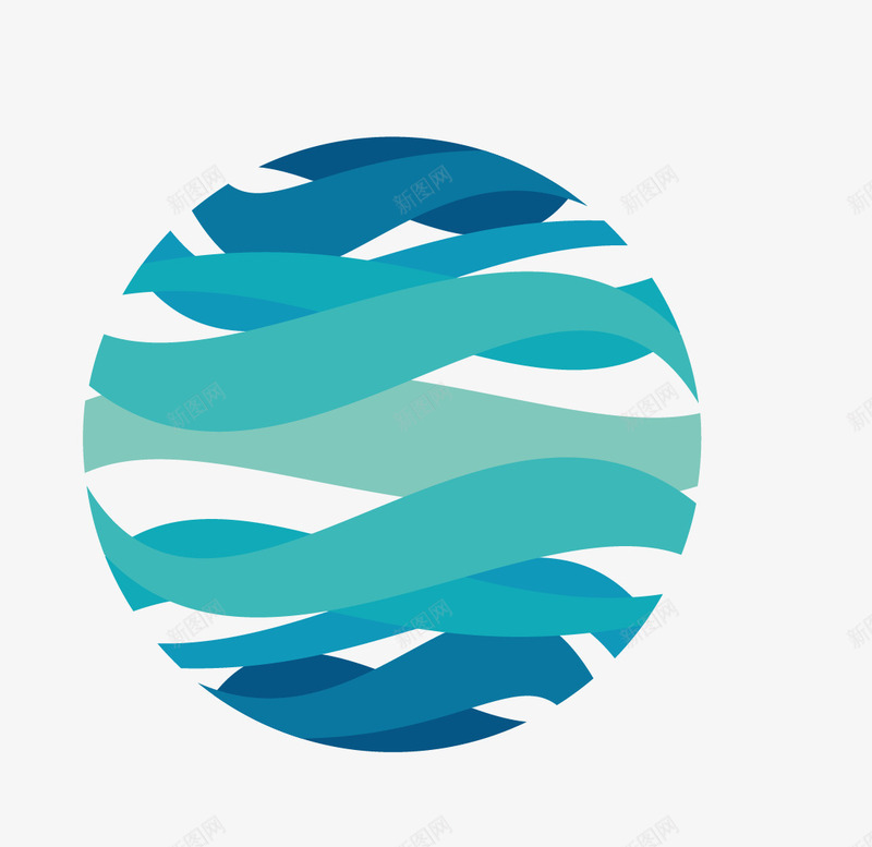 蓝色圆形海浪波纹图标png_新图网 https://ixintu.com logo logo元素 海浪波纹 蓝色 装饰