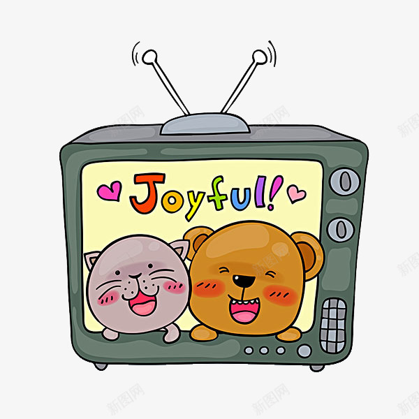 电视机里的动物png免抠素材_新图网 https://ixintu.com 卡通 可爱的 小熊 插图 灰色的 电视机 英文字