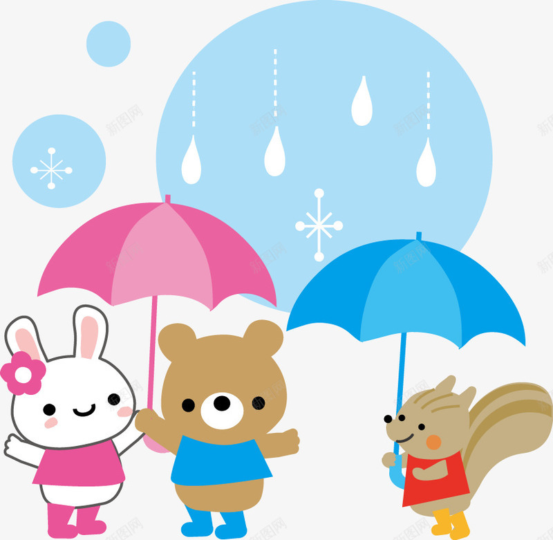 黄梅季节的下雨png免抠素材_新图网 https://ixintu.com 下雨 小松鼠 打伞 熊熊 猫猫 雨伞