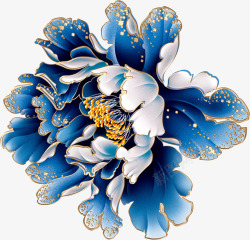手绘蓝色国庆海报花朵素材