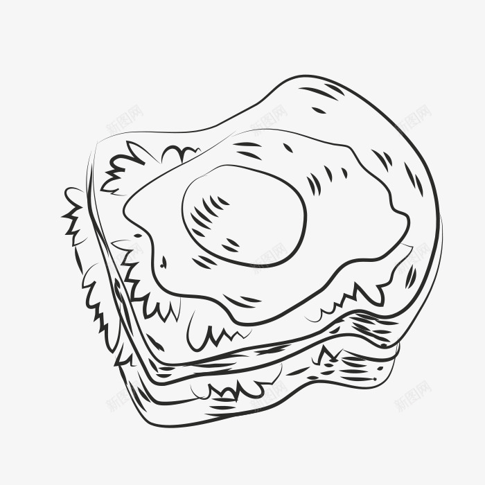 手绘三明治图标png_新图网 https://ixintu.com 一块 三明治 卡通 手绘 简图 简笔 线条 黑色