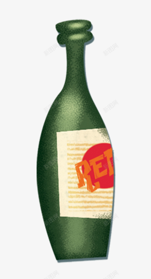 卡通歪嘴啤酒瓶png免抠素材_新图网 https://ixintu.com 卡通 啤酒瓶 手绘绿色啤酒 酒吧