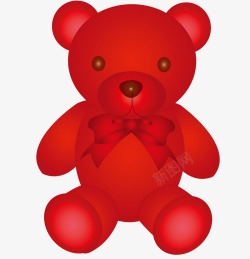 手绘红色熊玩具素材