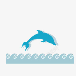 跳跃的海豚和海水卡通图素材