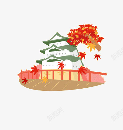 一枝红杏出墙来png免抠素材_新图网 https://ixintu.com 房子 白墙 红叶