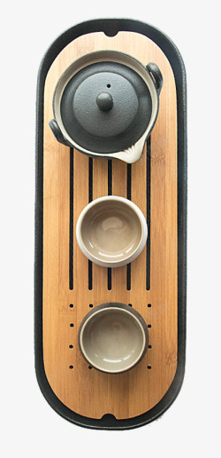 日式小茶盘古典黑陶茶具高清图片