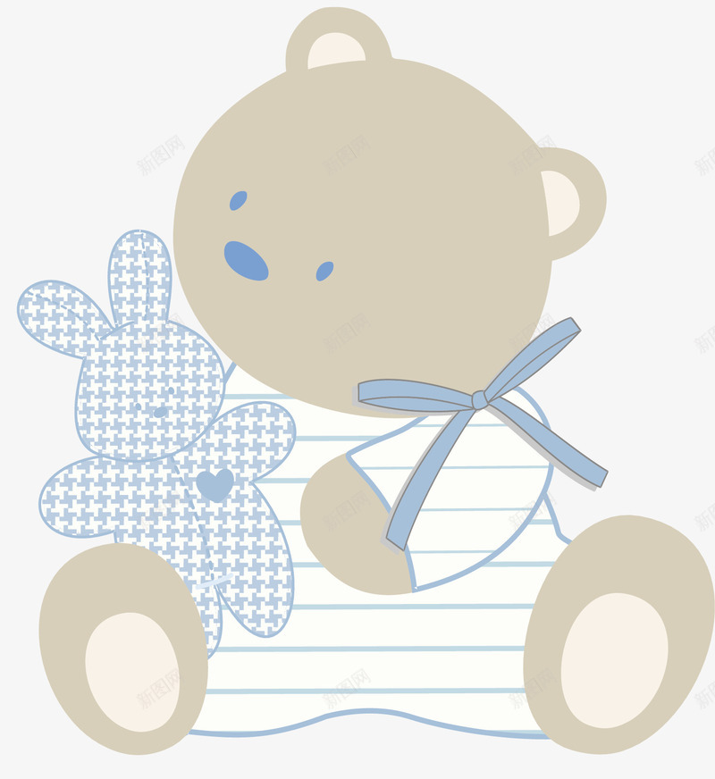 可爱小熊兔子矢量图ai免抠素材_新图网 https://ixintu.com 兔子 创意 可爱 小熊 彩色的 手绘的 简单 矢量图