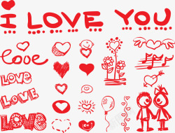 Love字体爱的各种元素矢量图素材