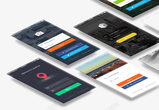 七款APP登录界面PSD图标图标