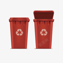 红色的垃圾桶环保标志红色垃圾桶高清图片