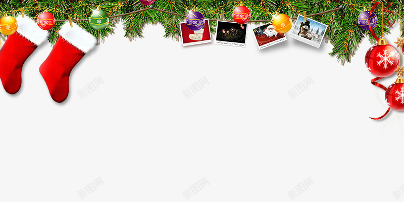 圣诞海报psd免抠素材_新图网 https://ixintu.com 圣诞banner素材 圣诞海报素材 圣诞节元素 圣诞鞋 球 相册 雪花