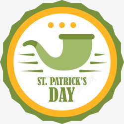 爱尔兰节日圣帕特里克节圆形标签高清图片