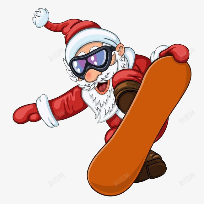 手绘卡通滑雪圣诞老人png免抠素材_新图网 https://ixintu.com 卡通 圣诞老人 滑雪