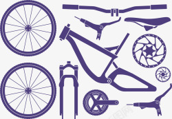 一部自行车手绘插画卡通自行车零件高清图片