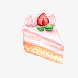 红色三角形蛋糕卡通手绘水彩粉色的三角蛋糕高清图片