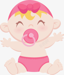 粉红女婴可爱粉红新生女婴矢量图高清图片