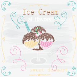 冰淇淋日系插画素材