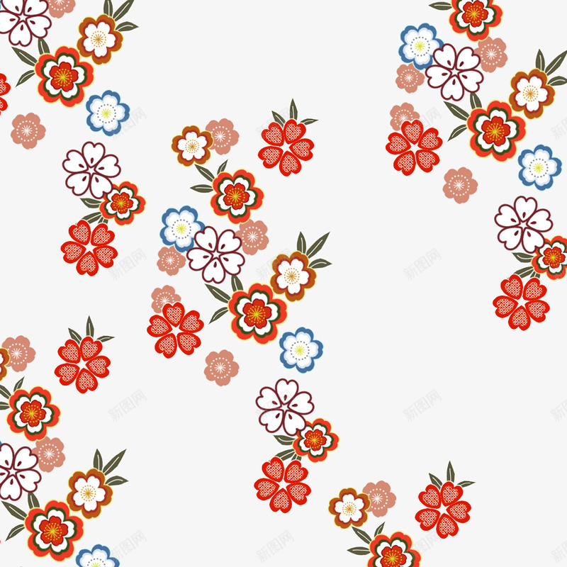 可爱日式小花朵图案png免抠素材_新图网 https://ixintu.com 卡通花朵 日式花朵图案 植物花朵 花卉