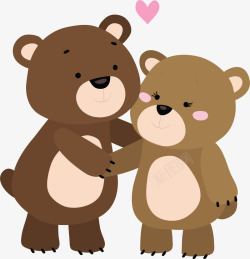 可爱情人节情侣棕熊矢量图素材