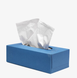 餐巾纸盒子纯蓝色纸质包装的抽纸巾实物高清图片
